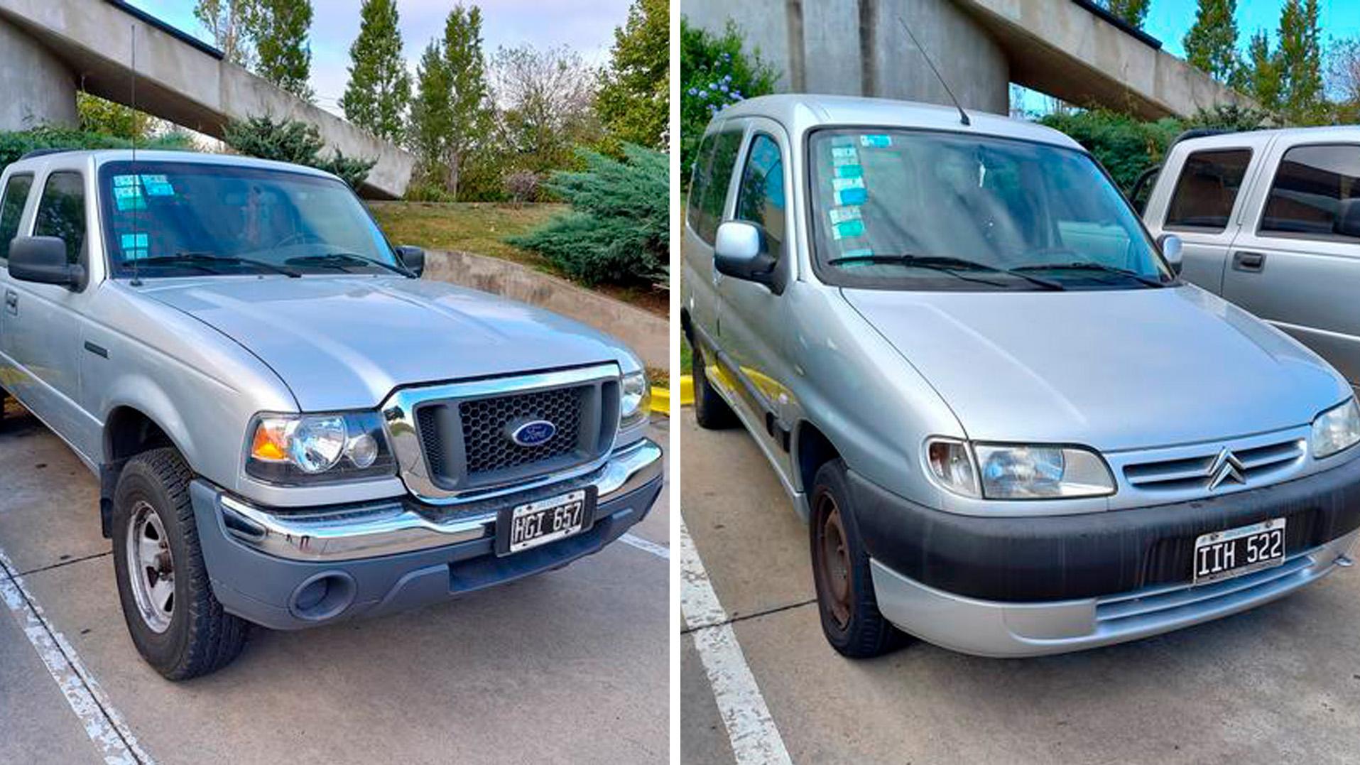 Las camionetas a subastar son una Ford Ranger y una Citroën Berlingo Multispace.