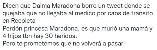 Duras críticas a Dalma Maradona por su tuit sobre el incendio.