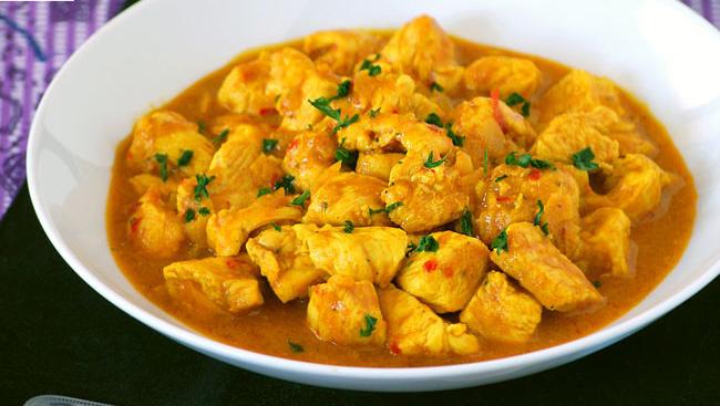 Receta de pollo al curry.