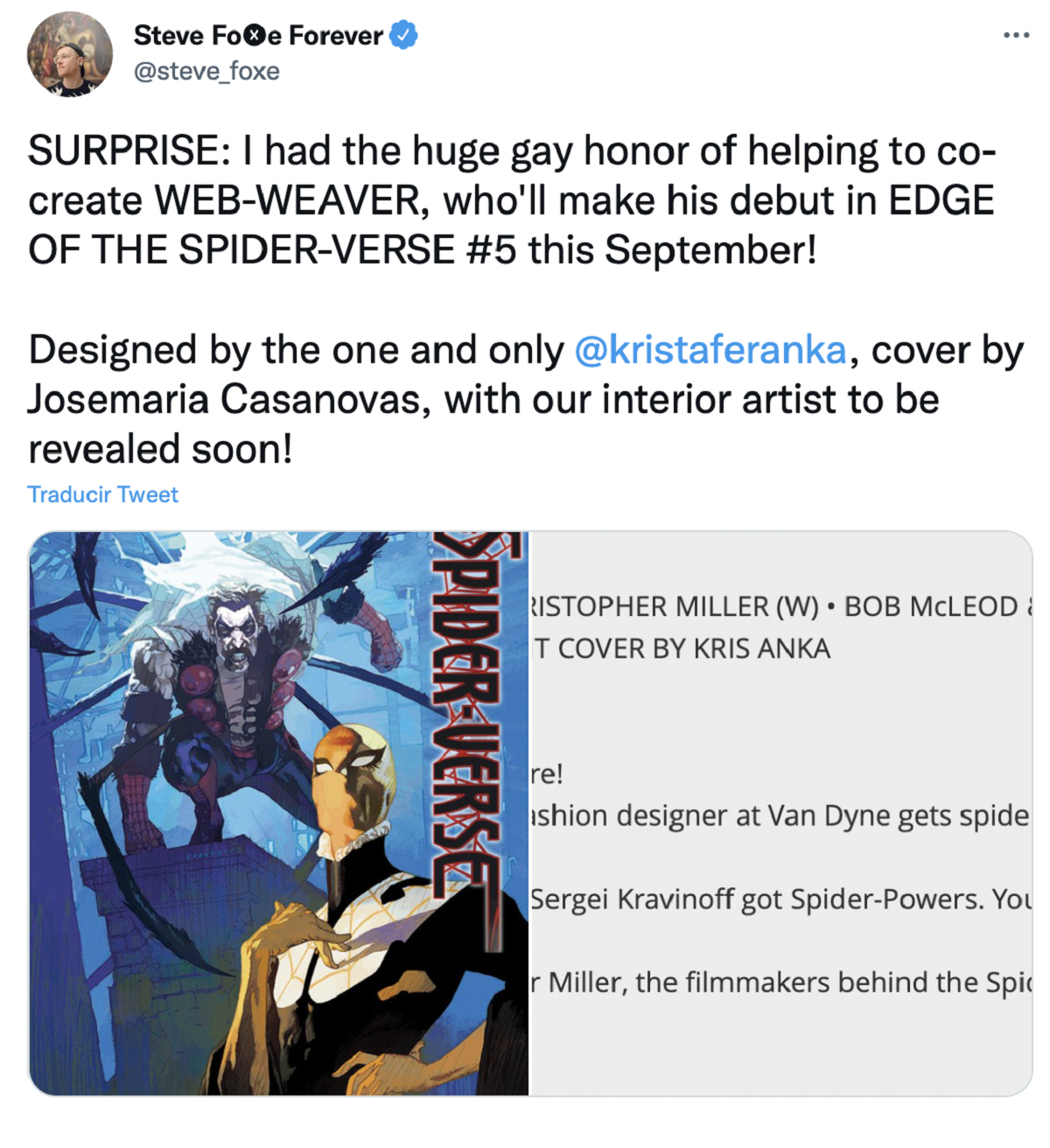   <a href='https://www.cronica.com.ar/tags/Marvel'>Marvel</a> presentó al primer   <a href='https://www.cronica.com.ar/tags/Hombre Araña'>Hombre Araña</a> gay.