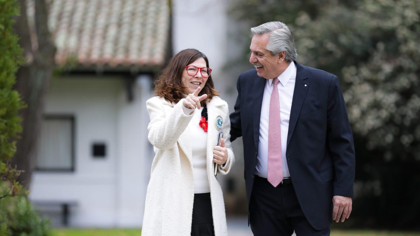 Silvina Batakis y Alberto Fernández estuvieron reunidos este lunes por la mañana en la Quinta de Olivos (Gentileza Presidencia).