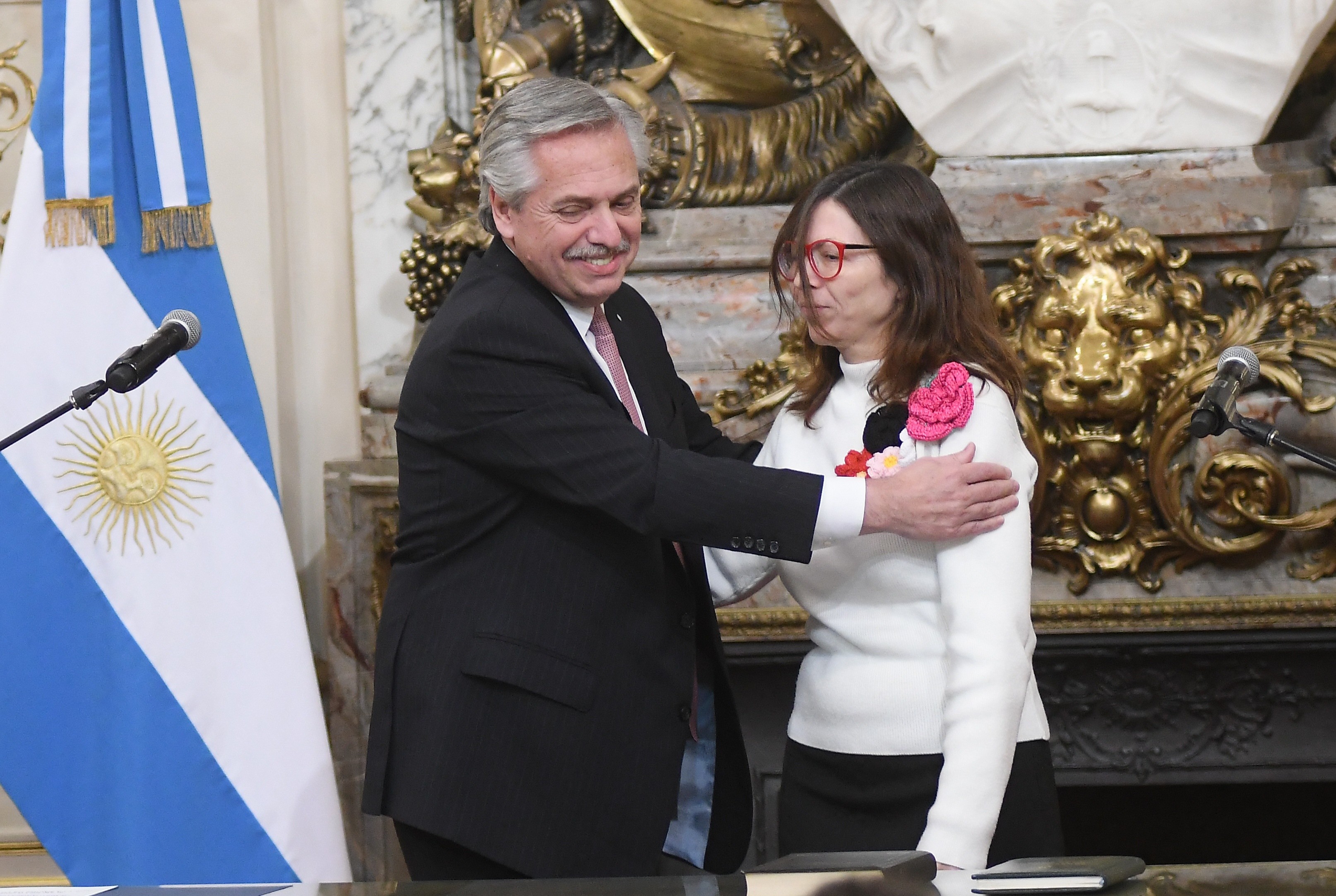 Alberto Fernández y Silvina Batakis, en Casa de Gobierno, el día de la jura de la ministra.