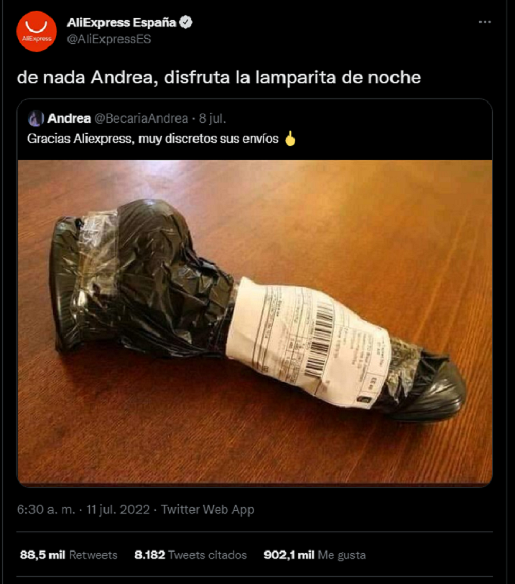 La viral respuesta de AliExpress a una usuaria.