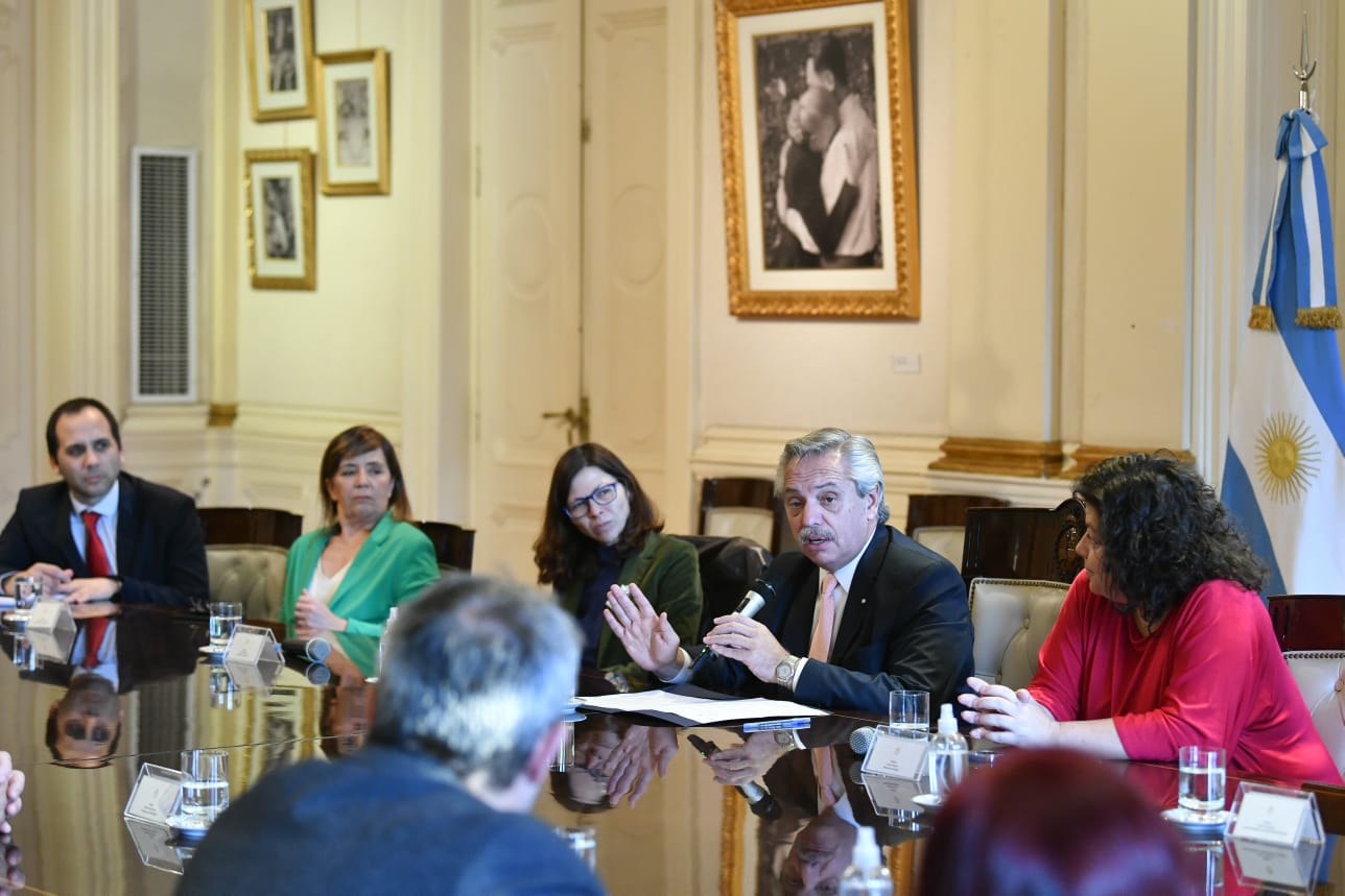 Reunión del presidente Alberto Fernández con empresarios del sector farmacéutico en Casa Rosada.