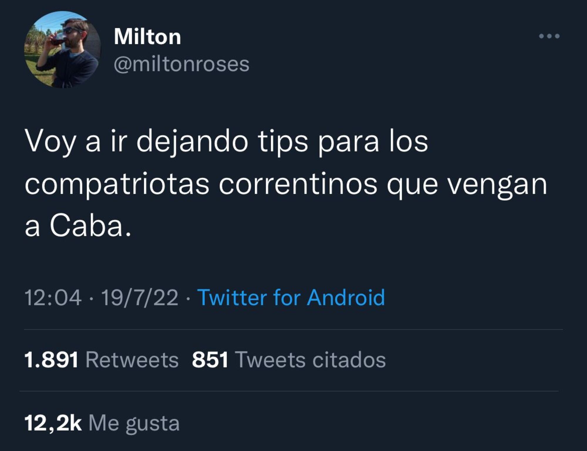 “No se asusten”: el hilo de Twitter de un correntino para advertir a los turistas que llegan a Buenos Aires.