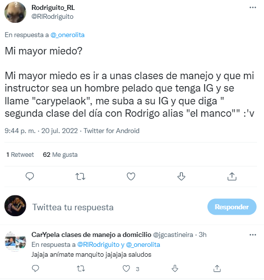 Tuit sobre el profesor de manejo viral.