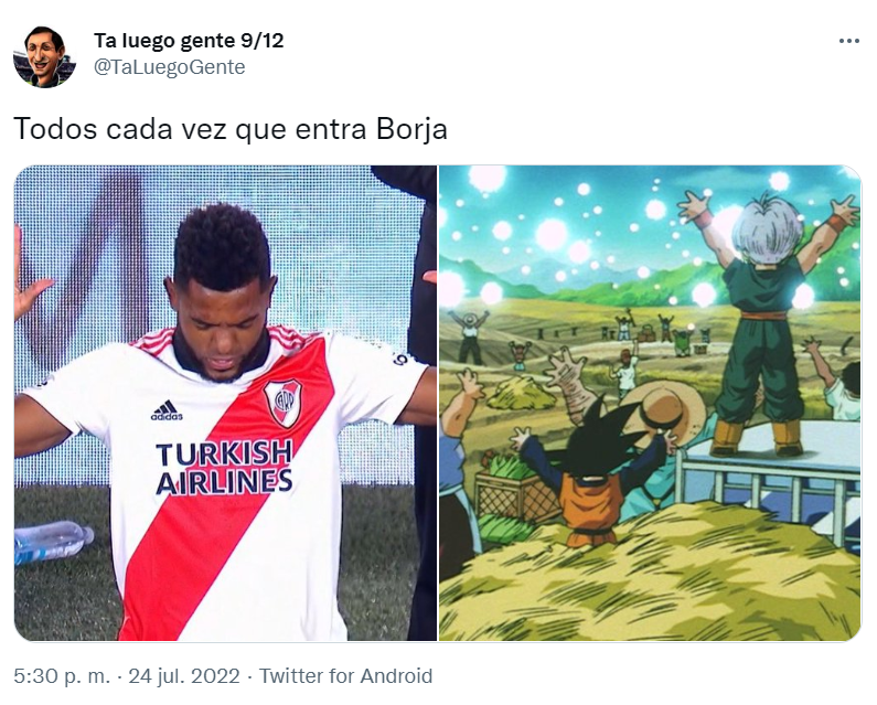 Miguel Borja fue la figura de   <a href='https://www.cronica.com.ar/tags/River'>River</a> y protagonizó todos los memes.