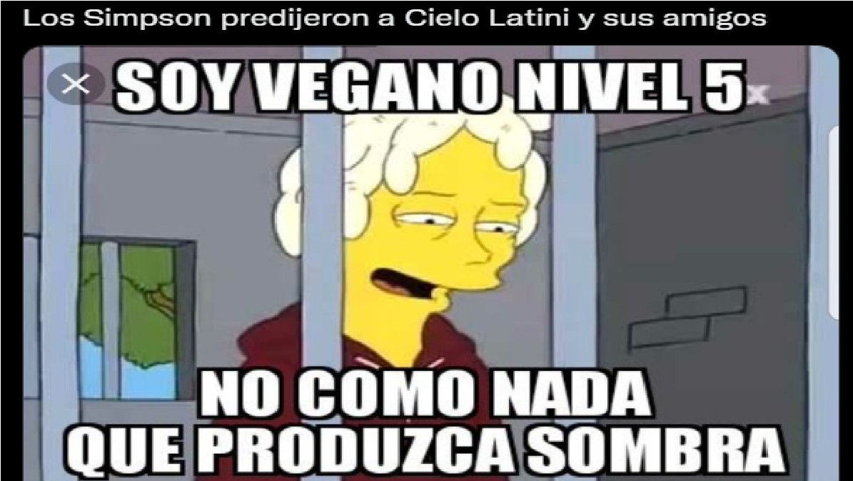 El meme de Los Simpsons sobre Cielo Latini y su alimentación.