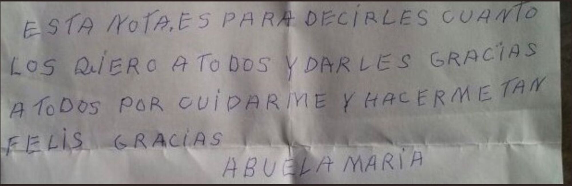 La nota de la abuela María.