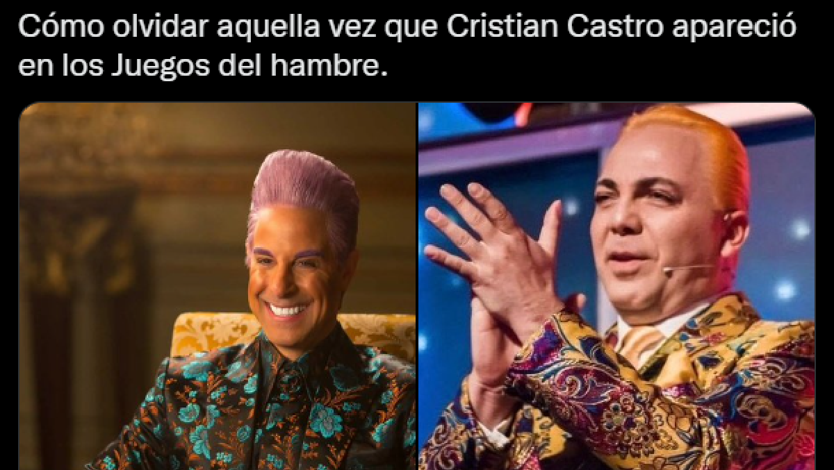 El meme de Cristian Castro en referencia a un personaje de 'Los juegos del hambre'.