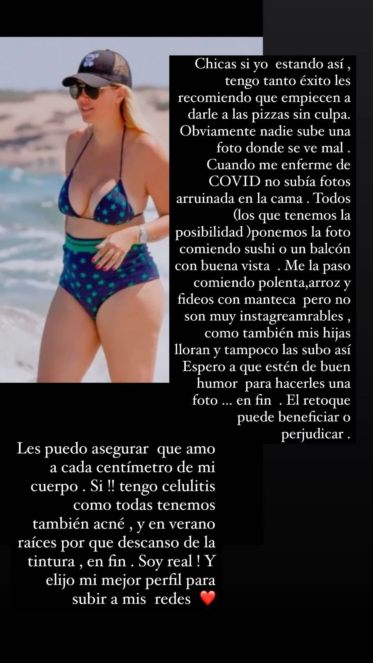 La reacción de   <a href='https://www.cronica.com.ar/tags/Wanda Nara'>Wanda Nara</a> frente a las críticas por su cuerpo. 