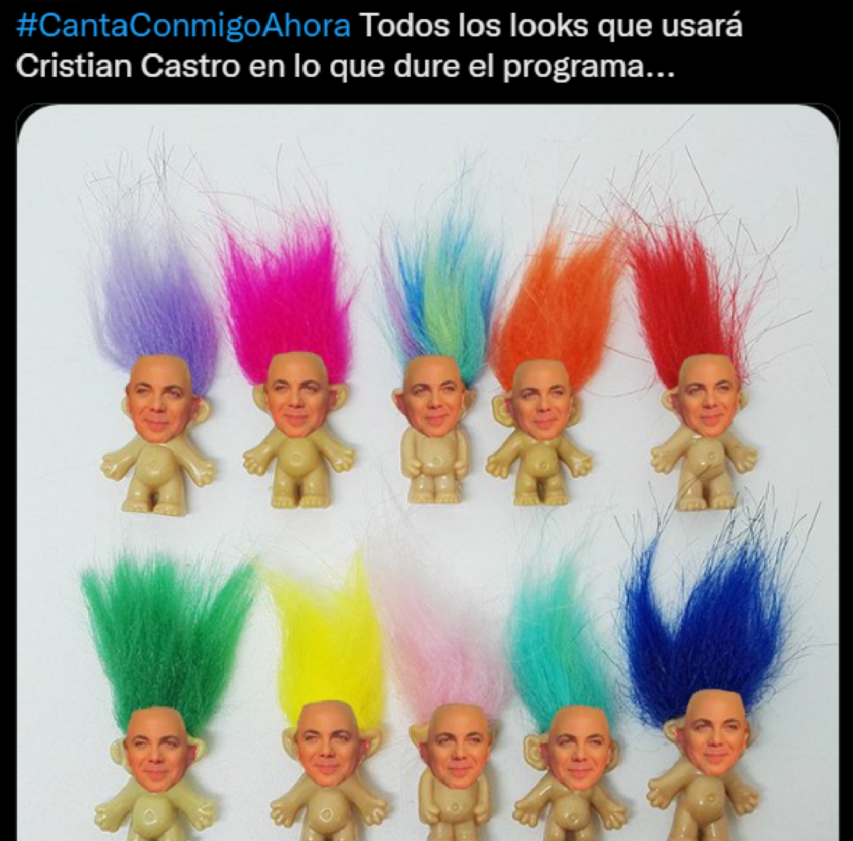 Un usuario de las redes sociales bromeó sobre 'los looks que usará Cristian Castro' durante la emisión de Canta conmigo ahora.