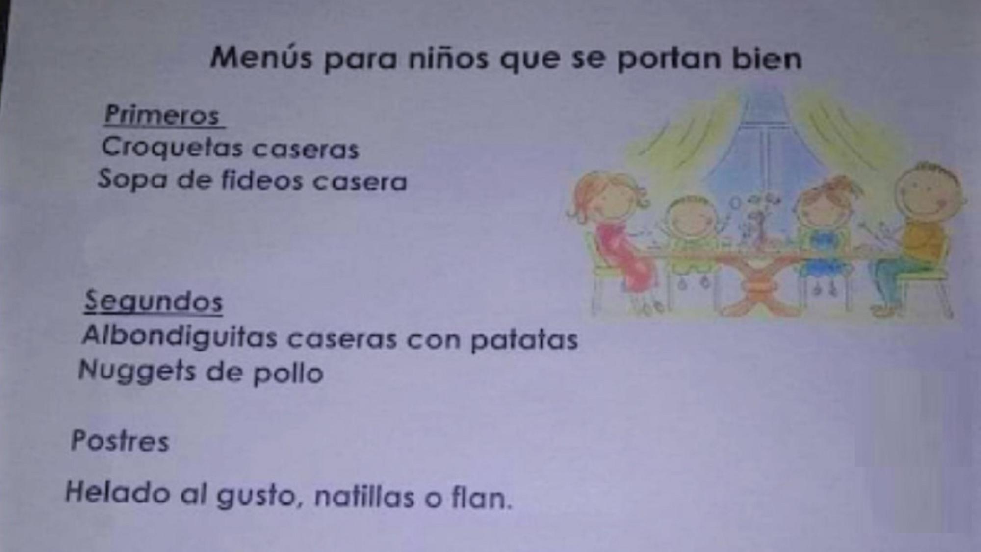 Twitter: el menú ideal para los niños que se portan mal.