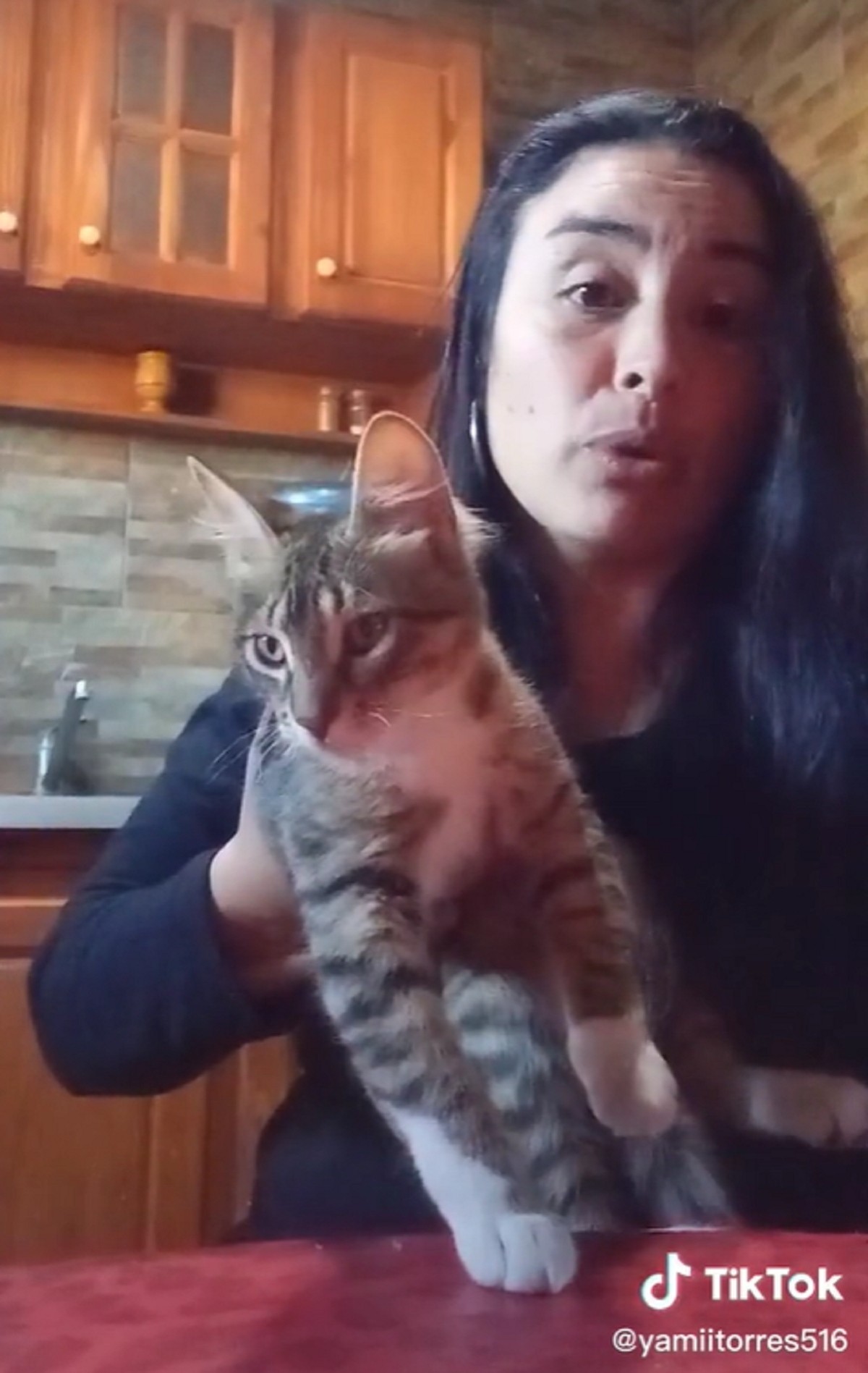 La mujer y la gatita que son virales (  <a href='https://www.cronica.com.ar/tags/TikTok'>TikTok</a>/@yamiitorres516).