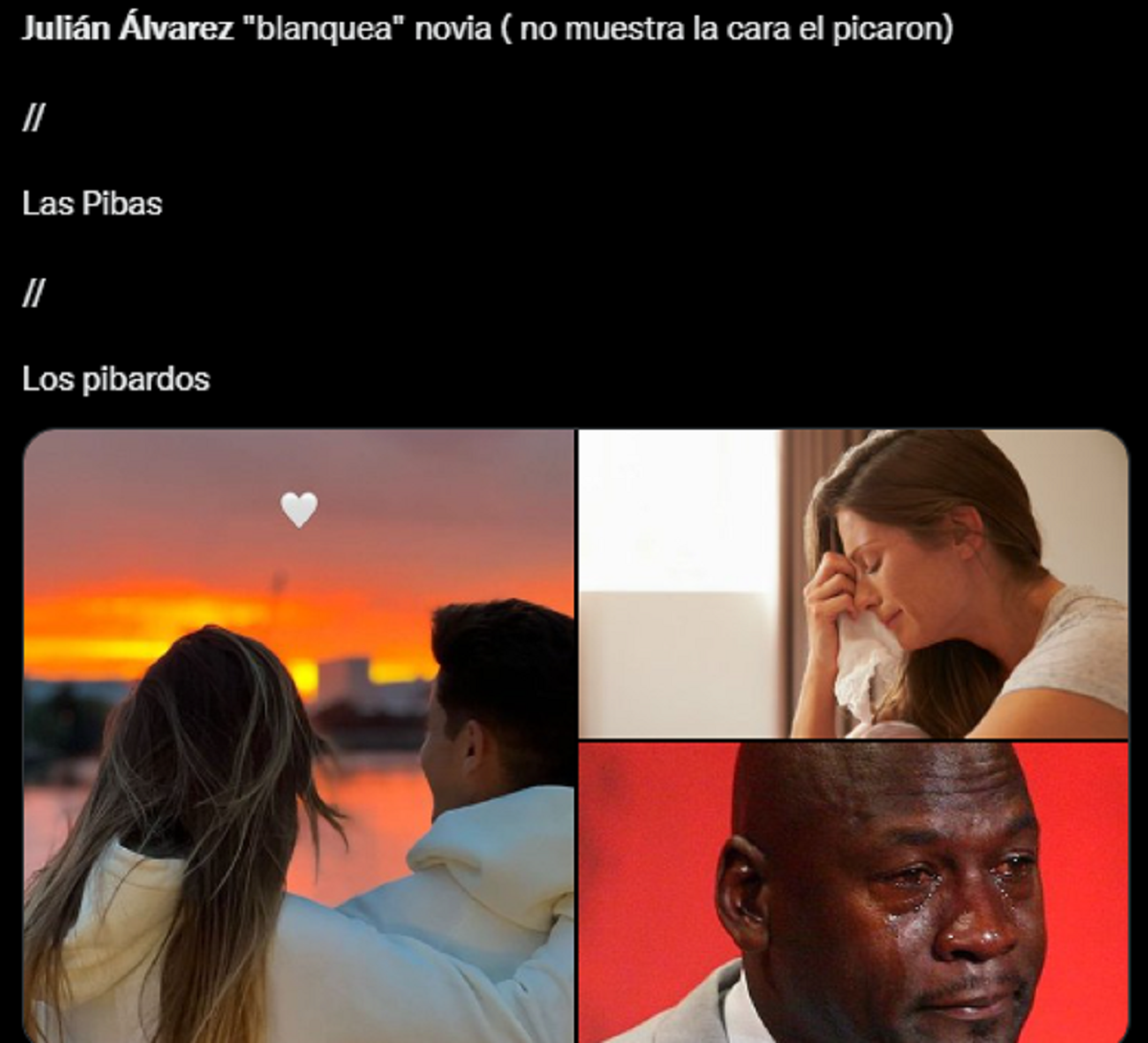 Uno de los memes en referencia a la nueva relación de Julián Álvarez y la reacción que generó en las personas.