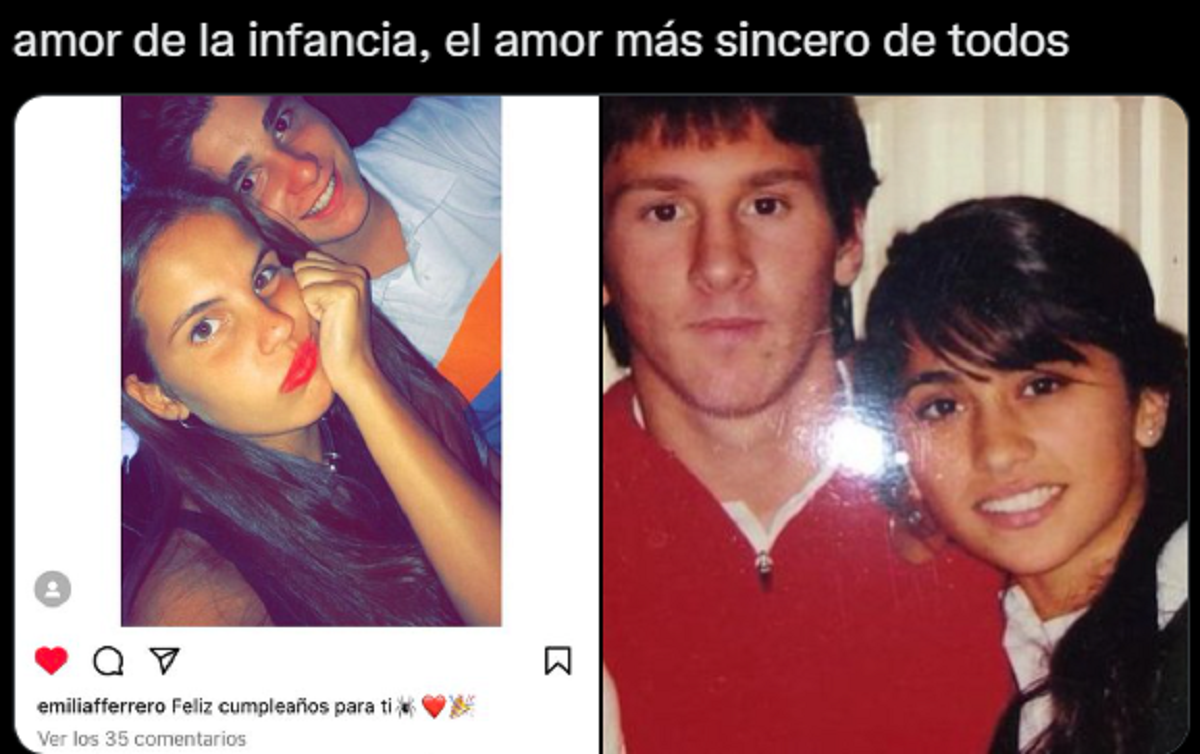 'Amor de la infancia' en referencia a las parejas de Julián Álvarez y Lionel Messi. 