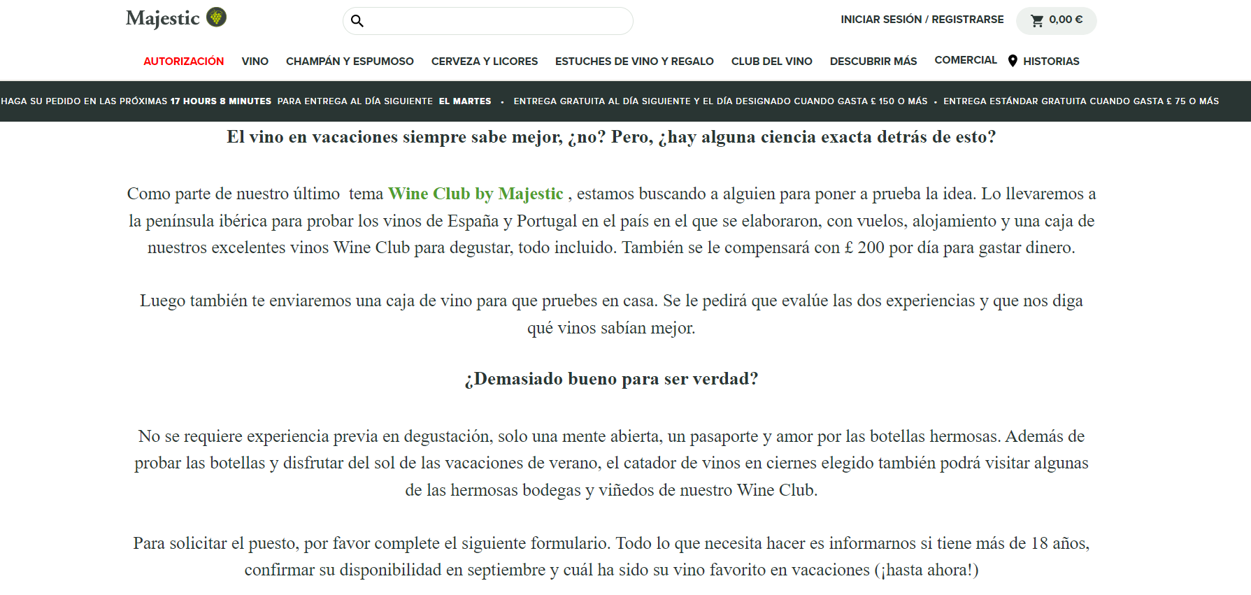 La oferta laboral para viajar y tomar vino por 200 euros al día.