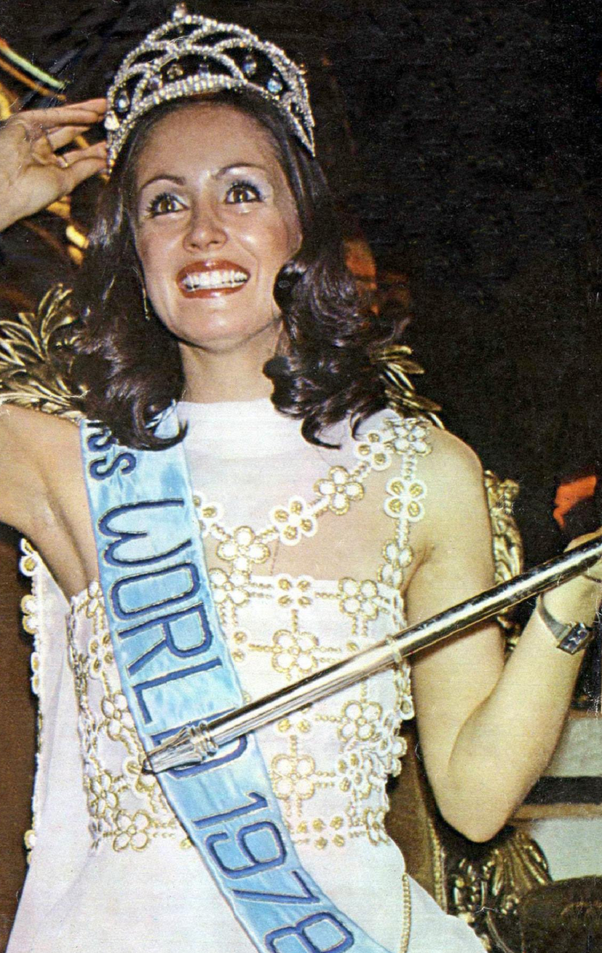 Silvana Suárez en 1978, cuando se consagró ganadora del concurso de belleza Miss Mundo.