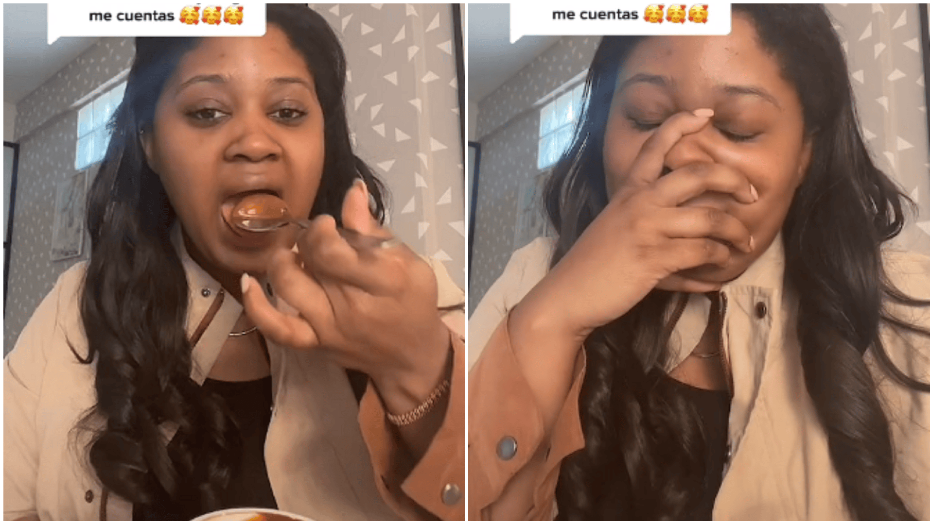 Una mujer se hizo viral por su reacción al probar el dulce de leche (TikTok /@travelingalexis).