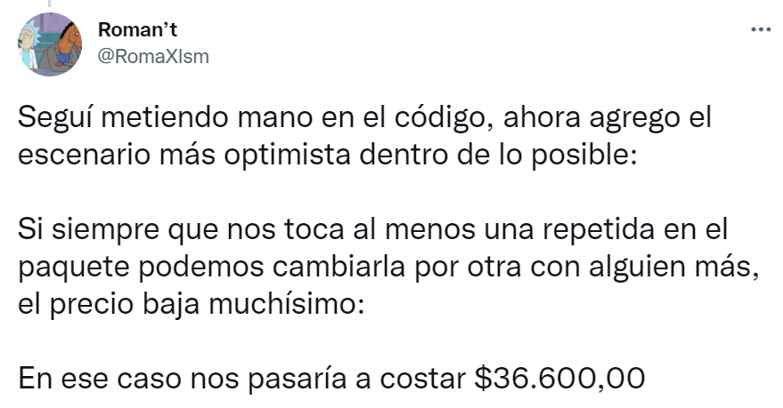 Tuitero calculó cuánto sale llenar el álbum del   <a href='https://www.cronica.com.ar/tags/Mundial Qatar 2022'>Mundial Qatar 2022</a> (  <a href='https://www.cronica.com.ar/tags/Twitter'>Twitter</a>/@RomaXlsm).