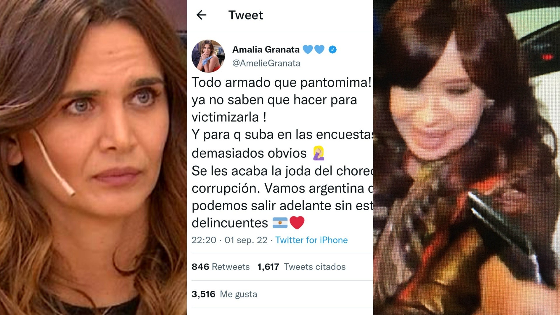 Amalia Granata y un repudiable tuit sobre el atentado a Cristina Kirchner.