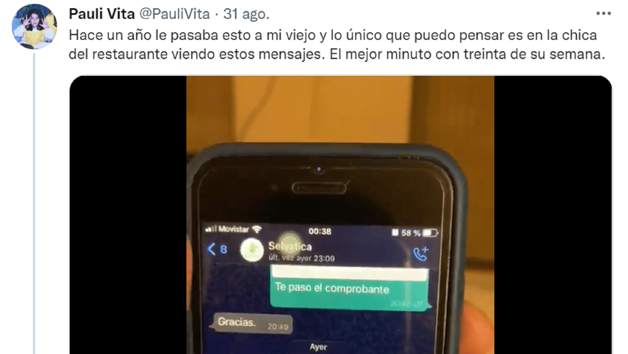 Un pedido insólito por WhatsApp se hizo viral en las redes sociales (Twitter/@PauliVita).