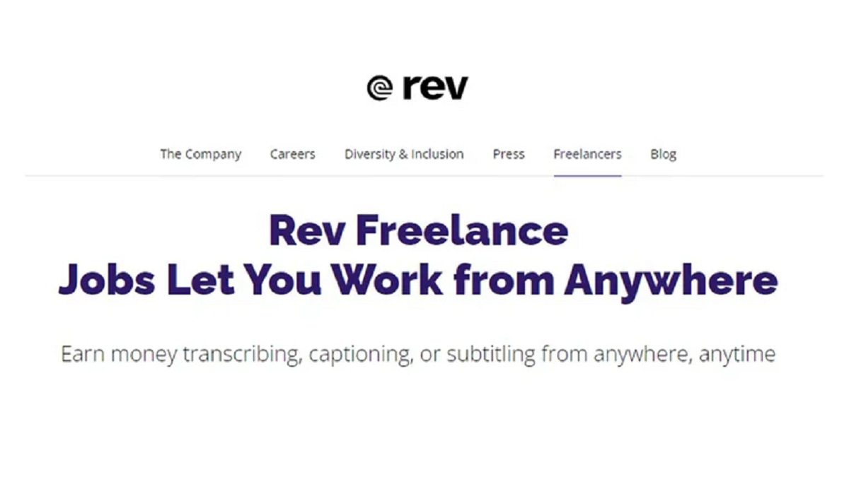 Rev es una popular página web para conseguir trabajo remoto y realizar tareas de transcripción de audio.