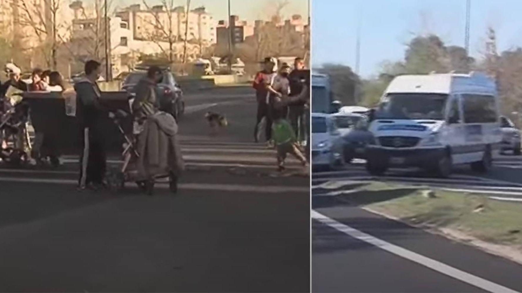 Autopista Dellepiane cortada: caos vehicular por el reclamo de na familia que pide justicia.