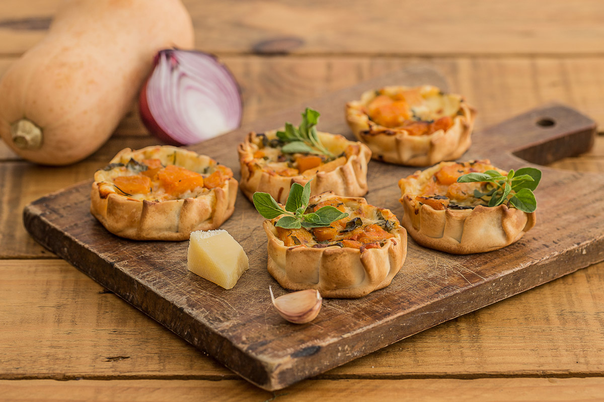 Canastitas rellenas de calabaza y queso, una gran opción.