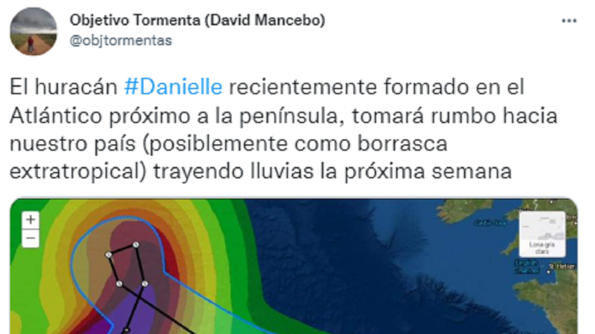 Comparten un mapa meteorológico sobre la llegada de un huracán y los usuarios bromean al respecto: 