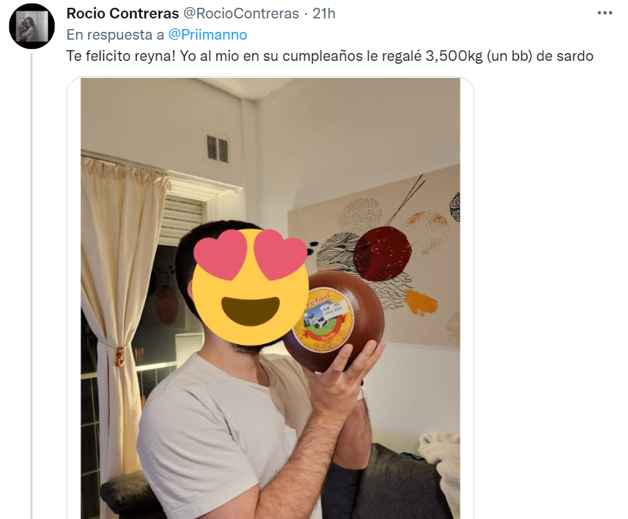 La respuesta al tuit Viral del Queso (Twitter/@RocioContreras).