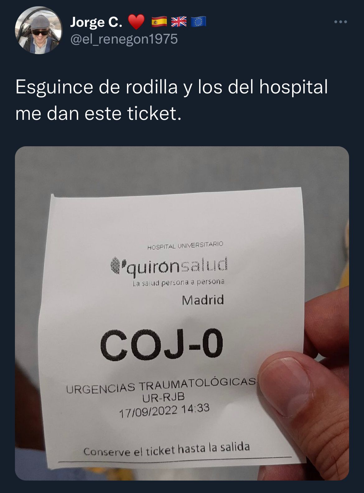 Un usuario de Twitter mostró la graciosa situación que vivió en un hospital universitario de España.