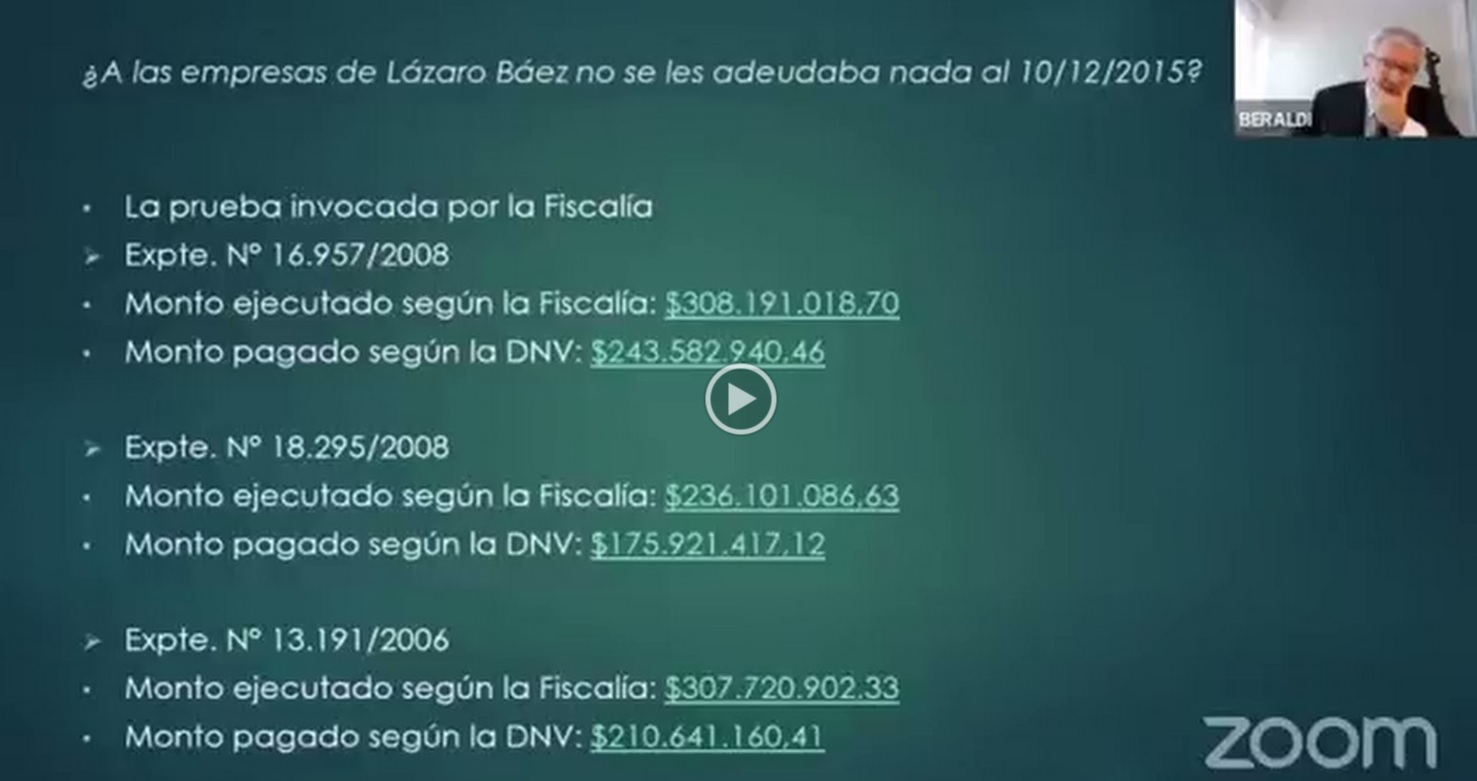 Beraldi presentó una serie de pruebas para refutar uno de los principales argumentos de la fiscalía