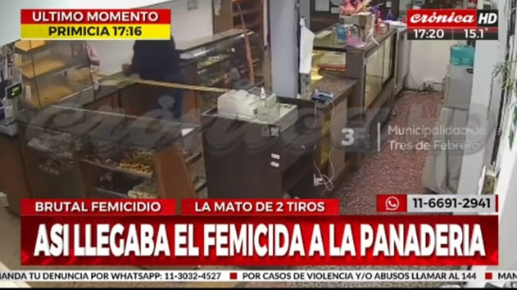 Imágenes escalofriantes del femicidio a su ex esposa en la panadería.