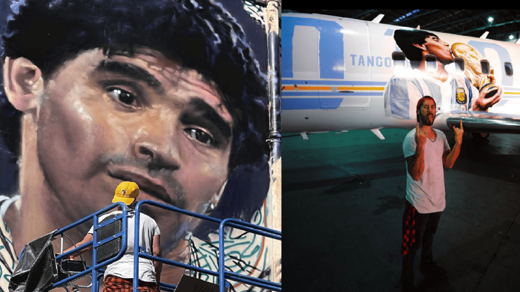 En Italia, el argentino Maximiliano Bagnasco realizó un mural en homenaje a Maradona.