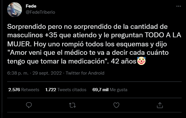 El tweet del médico que se volvió viral.