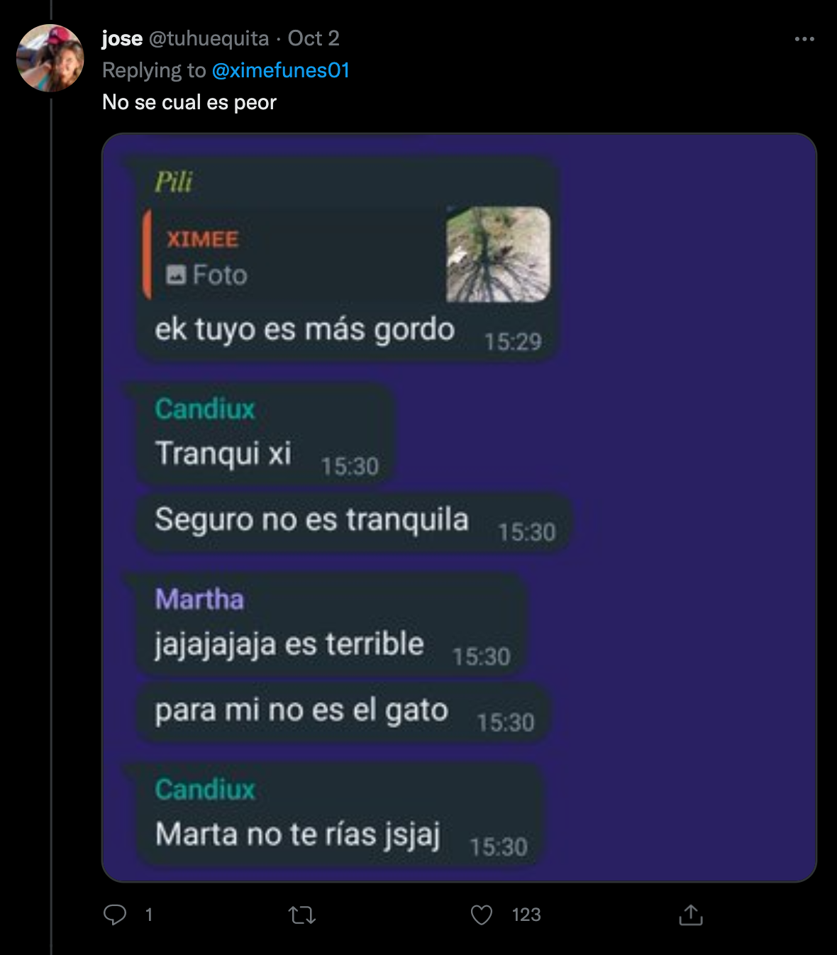 Una amiga de la autora del tuit mostró otra insólita respuesta.