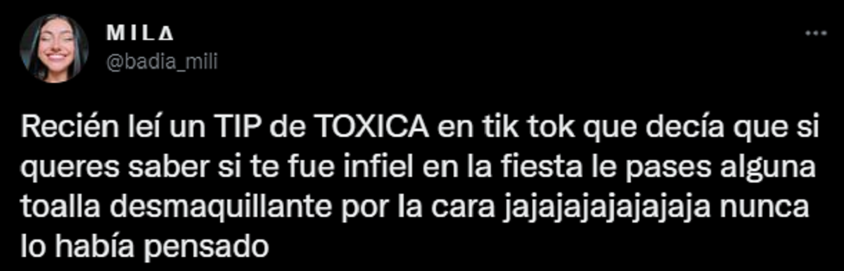 El tuit de la joven donde explica cuál es el truco para saber si tu pareja te fue infiel.