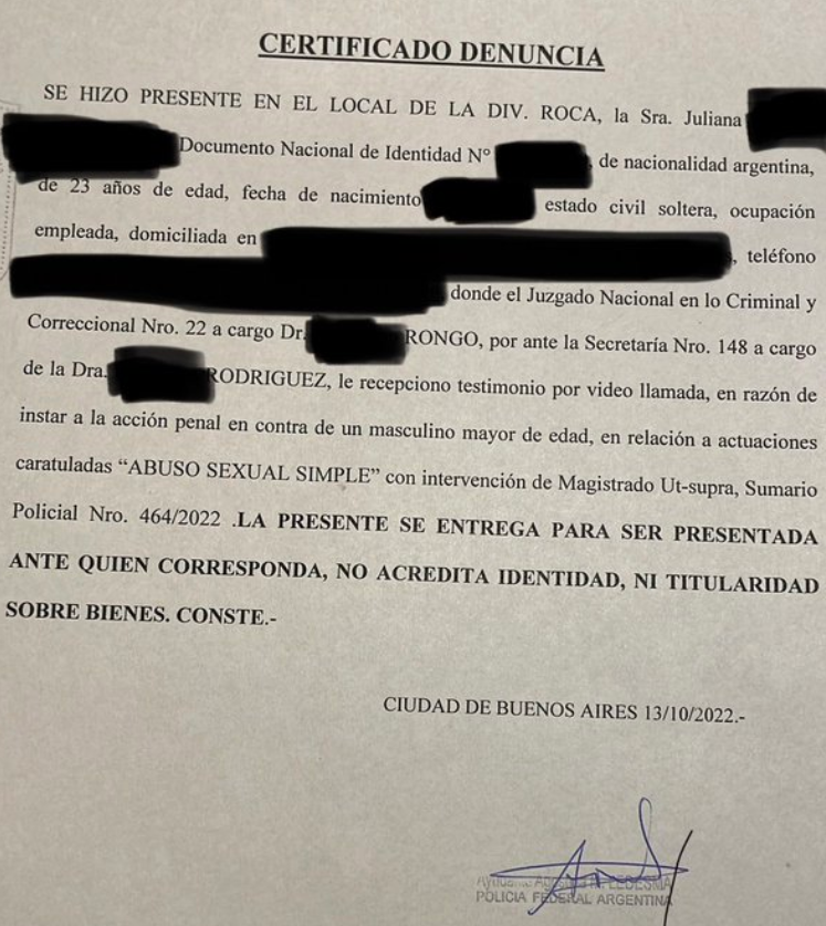   <a href='https://www.cronica.com.ar/tags/Denuncia'>Denuncia</a> de una estudiante de la   <a href='https://www.cronica.com.ar/tags/UBA'>UBA</a> que sufrió un abuso sexual en el   <a href='https://www.cronica.com.ar/tags/Tren Roca'>Tren Roca</a>.