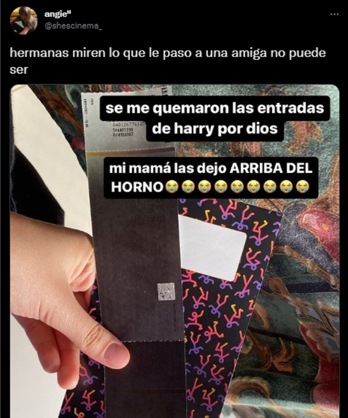 Así se ven las entradas para el recital de Harry Styles que se quemaron.