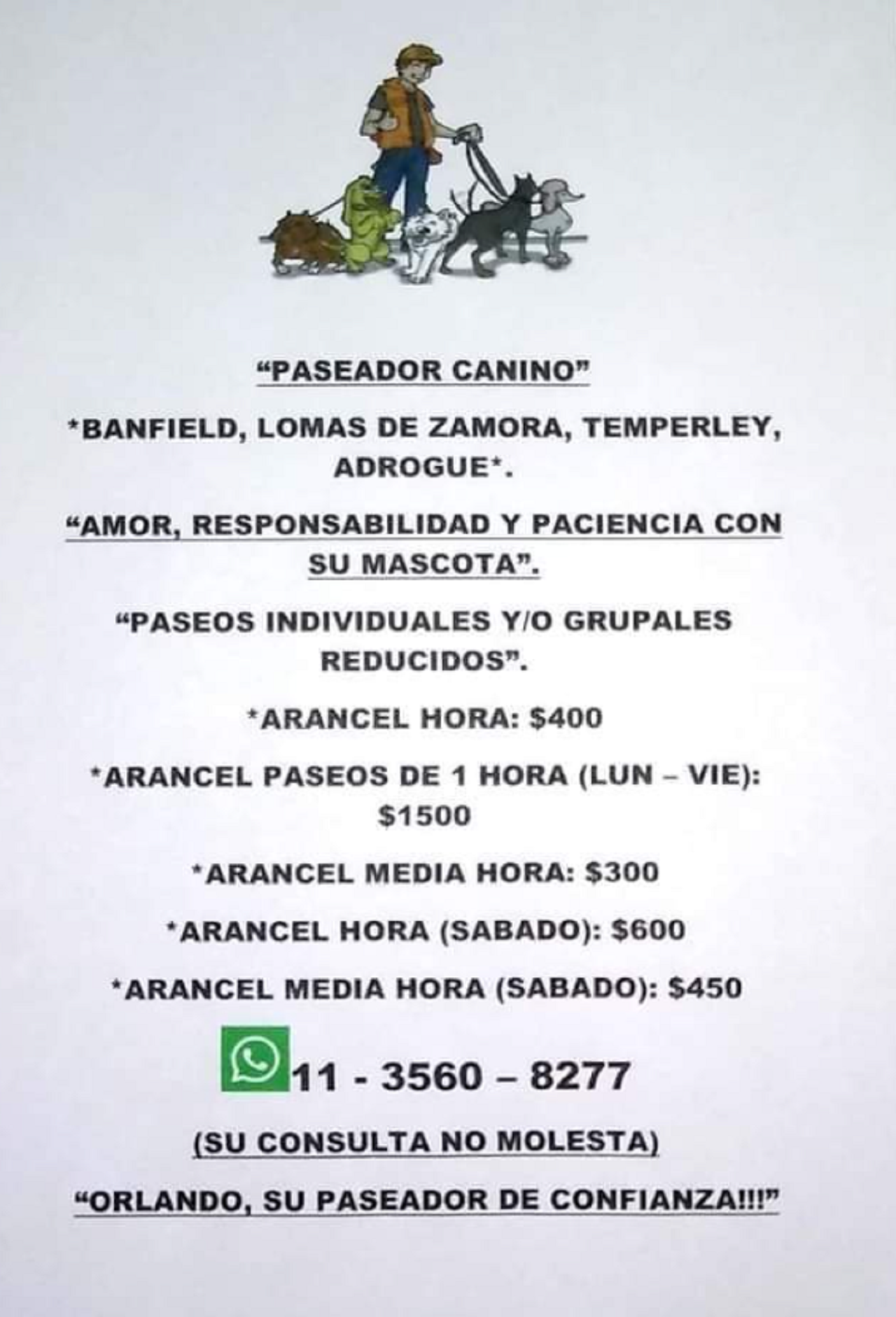 Orlando, el paseador de perros de   <a href='https://www.cronica.com.ar/tags/Lanús'>Lanús</a> que reclama por la Ley de Cupos para discapacitados.