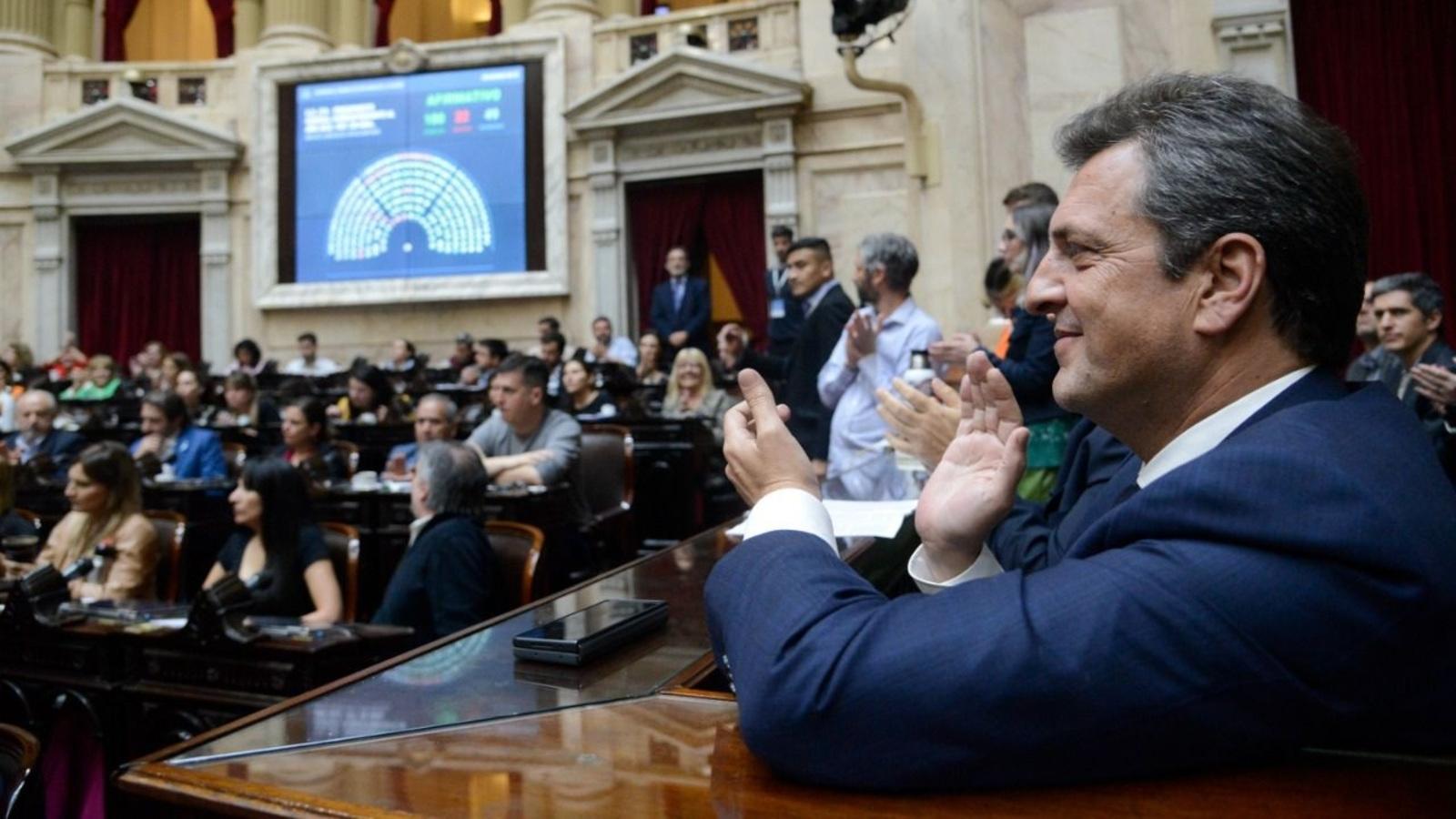 Sergio Massa estuvo presente en el último tramo de la sesión en la que se aprobó el Presupuesto 2023.