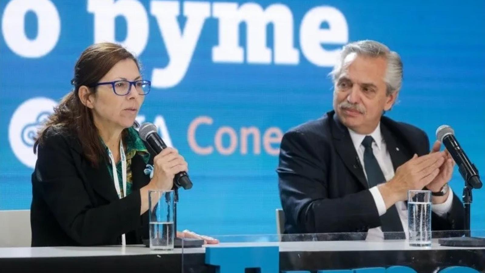 Silvina Batakis, presidenta del Banco Nación, y Alberto Fernández.