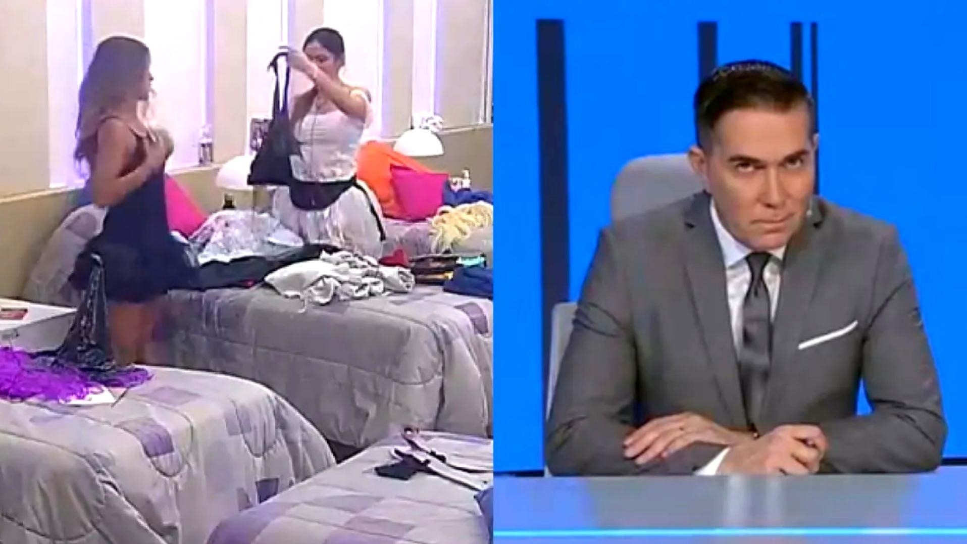 La cara de Roberto Barilli, cuando trasmitieron en vivo mientras Julieta se preparaba para la fiesta de disfraces.