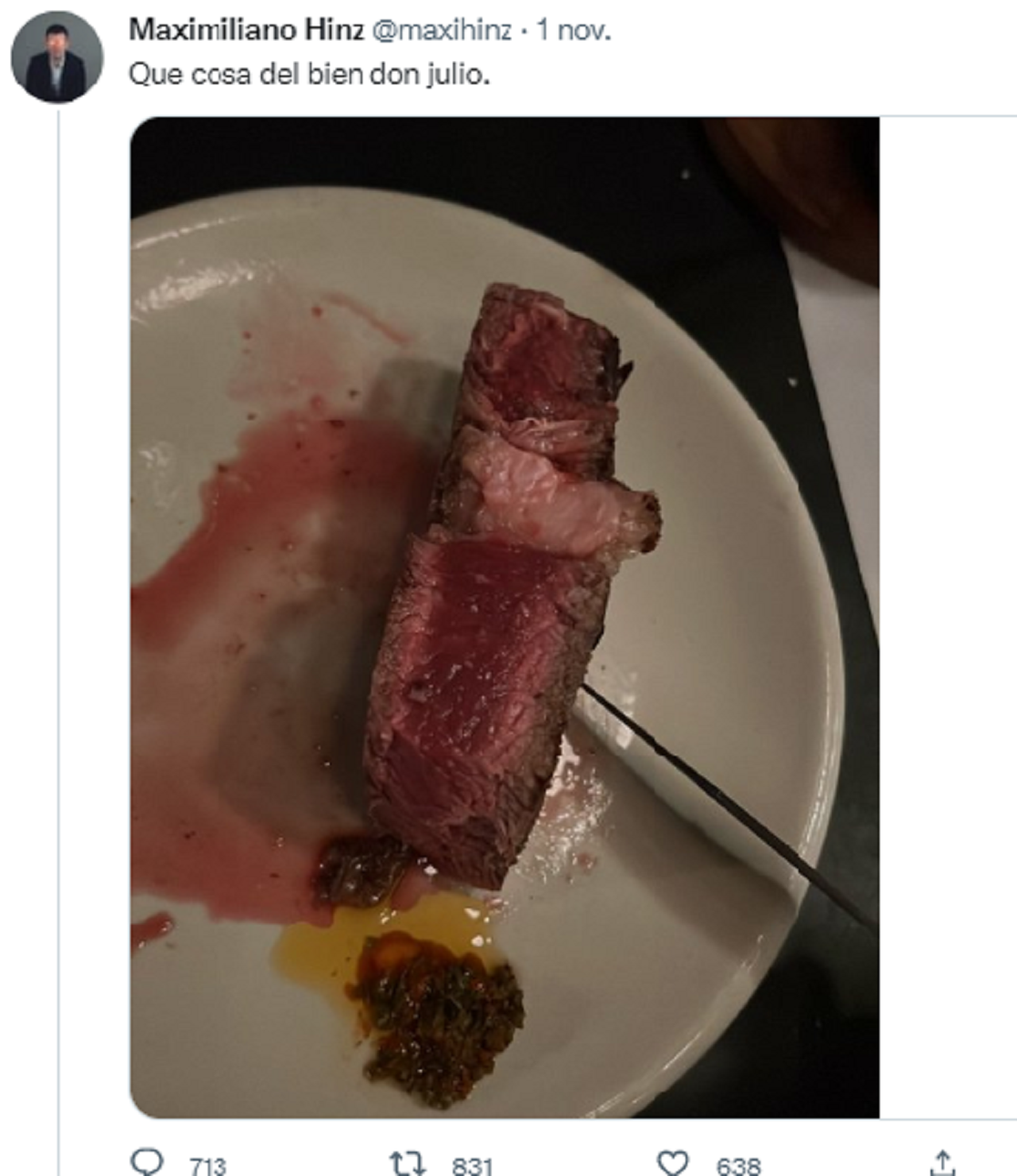 Polémico corte de carne en un restaurante 'top' se volvió viral en las redes.