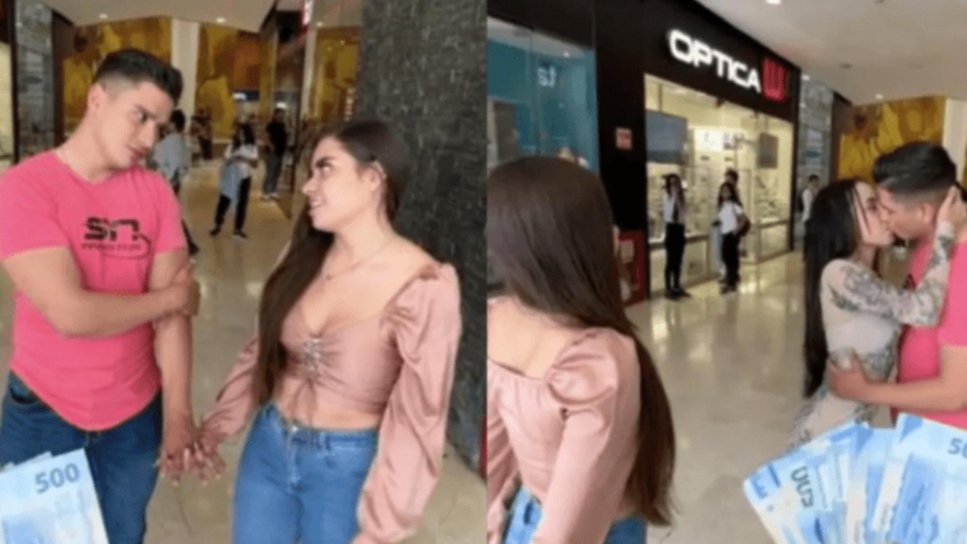 “¿Dejarías que tu novio bese a mi amiga por cien pesos?”, le preguntaba el influencer a la gente. 