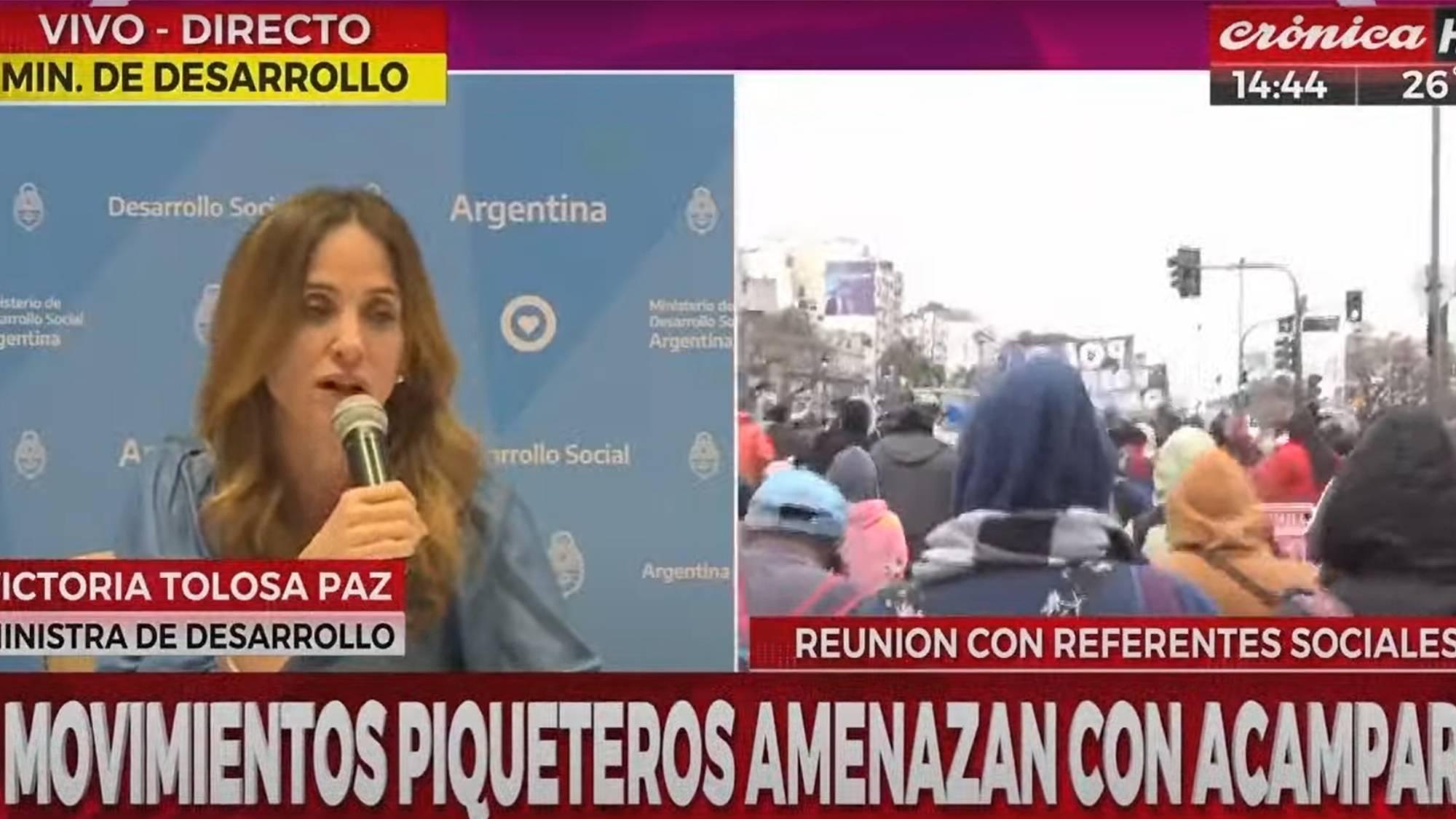 Victoria Tolosa Paz ante amenaza de acampe de movimientos sociales: 