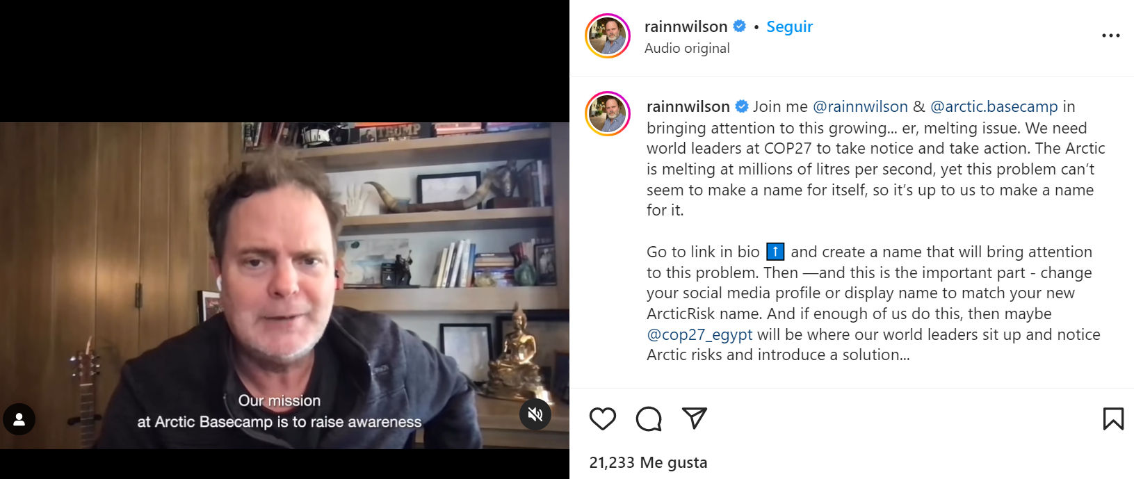 Rainn Wilson, el actor de 'The Office' que se cambió el nombre en las redes por el cambio climático.