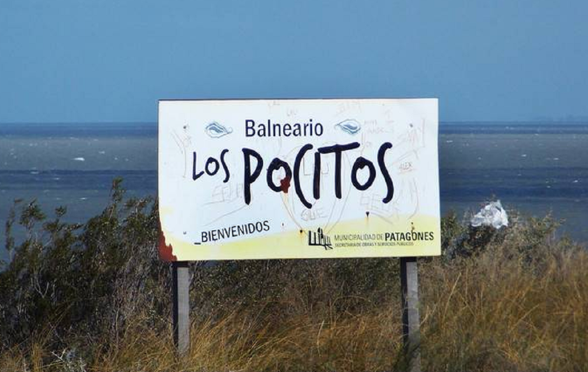 El cartel de Balneario Los Pocitos.