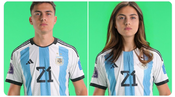 La Selección argentina del   <a href='https://www.cronica.com.ar/tags/Mundial Qatar 2022'>Mundial Qatar 2022</a> en versión femenina es viral en las redes (Twitter/@LebronaJames).